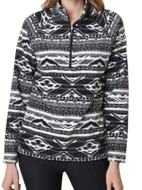 Eddie Bauer Aztec/Southwestern geometric pattern 1/4-zip fleece - Women L